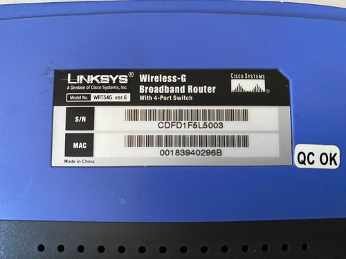Cisco-linksys Wrt54g Router Inalámbrico G Ver. 6 (Usado)