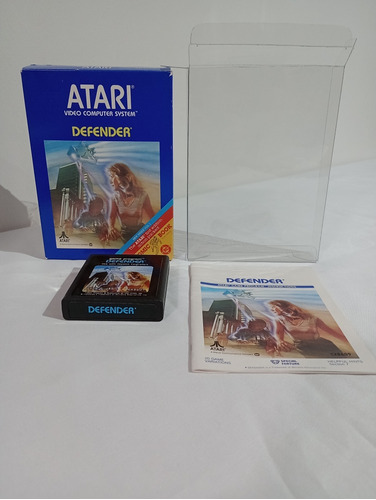 Atari 2600 Defender En Caja, Juego, Manual Y Protector (d)