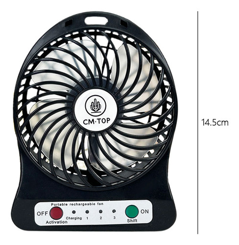 Mini Ventilador Portátil 3 Escritorio De Velocidad Con Luz 11 Cm N/a Negro Transparente Plástico 4