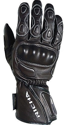 Guantes Racing De Cuero Impermeables - Negro Xl.