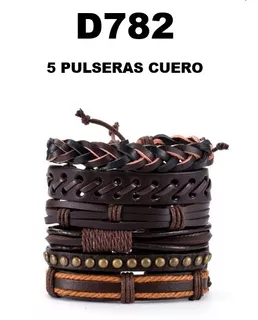 5 Pulseras Brazalete De Cuero Multicapa Individuales D782