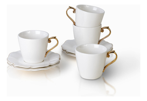 Set Pocillo Y Plato Gold 180 Ml X 4 Pts Ambiente Gourmet