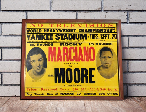 Rocky Marciano Vs Archie Moore 1955 Poster Enmarcado Boxeo