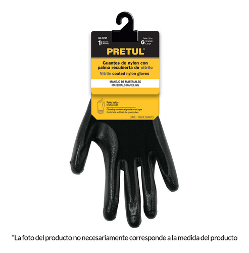 Guantes De Nylon Recubiertos De Nitrilo Medianos Pretul