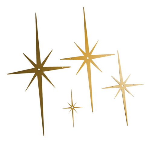 4 Piezas De Decoración De Pared Con Forma De Estrella Oro
