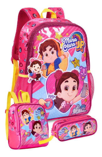 Mochila Maria Clara E Jp Escolar Infantil Lancheira E Estojo