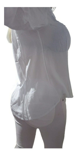 Imagen 5 de 5 de Camisola Blanca Con Broderie Y Botones Mangas Largas
