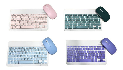 Kit Teclado + Mouse Keyboard Inalámbrico De Colores