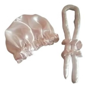 Imagen 3 de 7 de Gorro De Satin Para Dormir + Rizador Sin Calor Genericos
