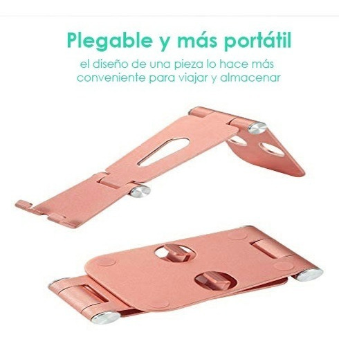Soporte Metal Celular Tablet Pad De 4'' A 13'' Lujo Abatible Color Oro rosado