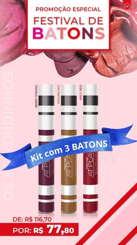 Batom Liquido Mate At Play Acabamento SPICY RED Cor Berry strong