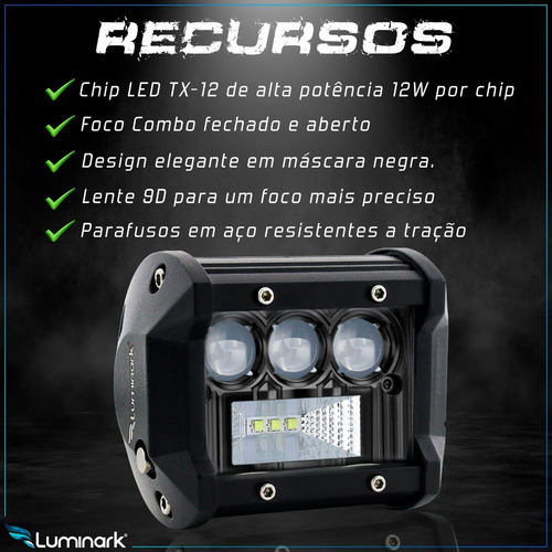 Imagem 2 de 10 de Par Farol Milha F7 Led 9d Foco Combo + Forte Universal Moto