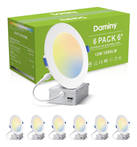 Paquete 6 Luces Led Empotrables 15 Cm Caja Conexiones.