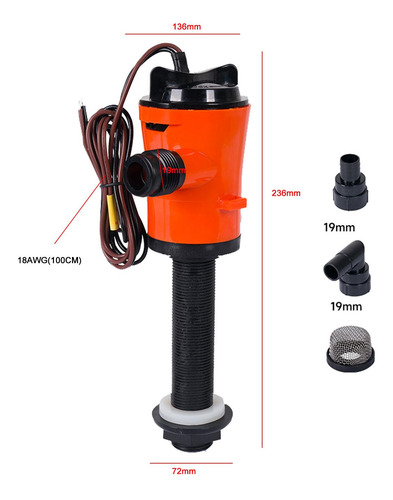 Livewell Pump Boat Tools Bomba Aireadora Para Barcos