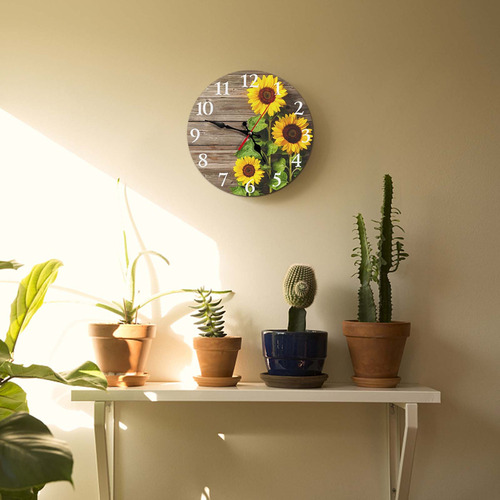 Nuevo Reloj De Pared Con Diseño De Girasol Rústico, Retro,
