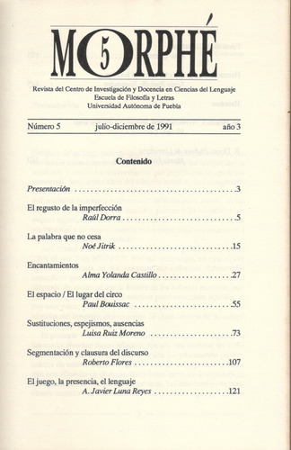 Revista / Morphé Nro.5 Ciencias Del Lenguaje ( México )