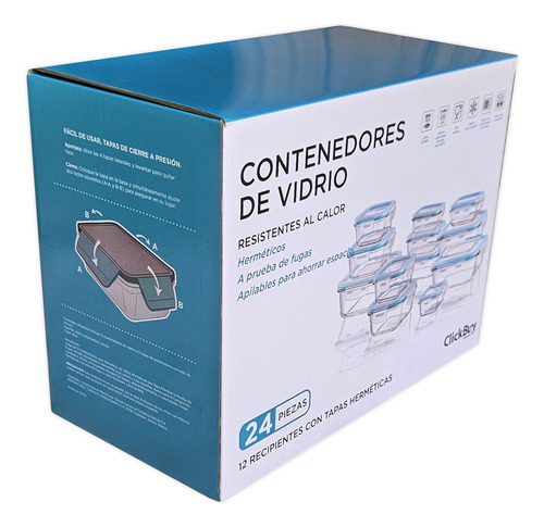 Recipientes Hermeticos Toppers Comida Contenedores Vidrio Color Turquesa Clickbuy