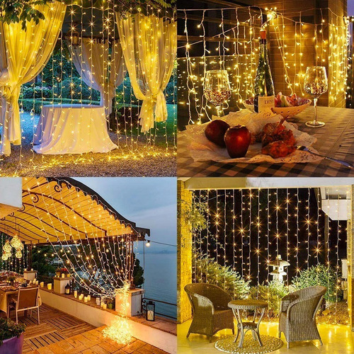 Imagem 2 de 9 de Cortina Led 500 Leds 4m X 2,20m Branca Quente Festa