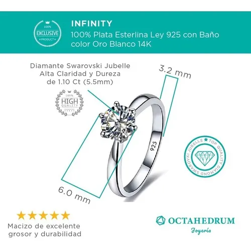 Oferta Anillo De Compromiso Plata 925 Diamante Swarovski
