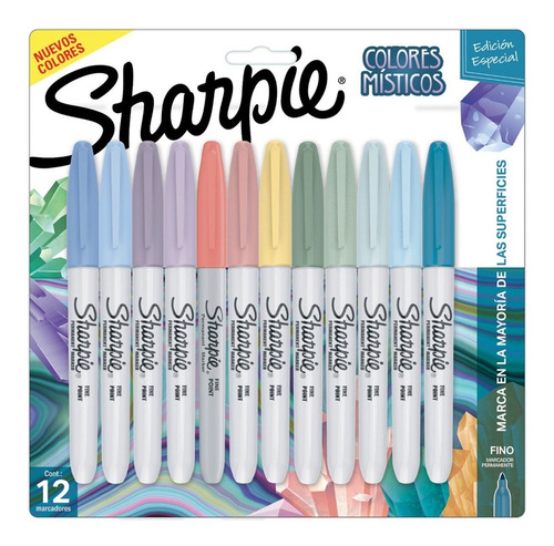Marcador Fino Permanente Sharpie X12 Colores Lettering Febo