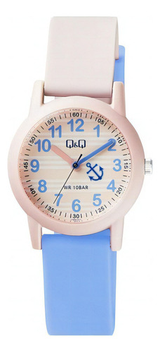 Reloj Q&q Caucho Azul Y Rosa Caratula Rallada Vs49j002y