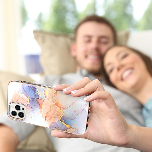 Funda Para Teléfono Huawei Honor/mate Series, De Alta Calidad, Anticaída, Diseño De Flores En Blanco Mármol/azul Mármol/morado
