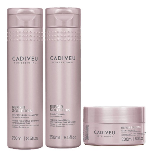 Kit Cadiveu Repair Solution Shampoo Condicionador Máscara