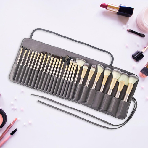 Bolsa Organizadora De Brochas De Maquillaje, Soporte Gris