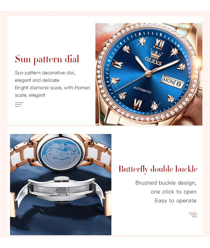 Olevs Reloj Para Mujer Reloj De Pulsera Automático Con Diama