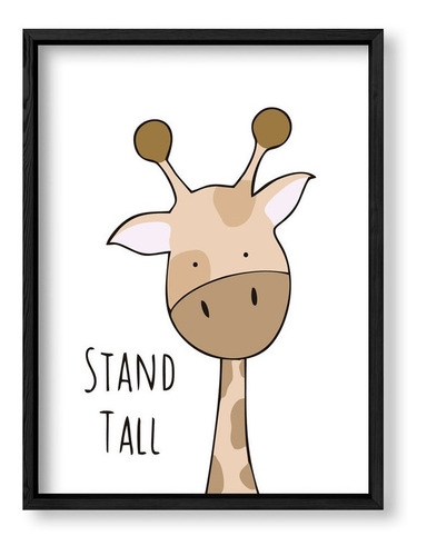 Cuadros Infantiles 30x40 Box Negro Stand Tall Giraffe