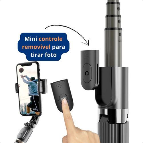 Gimbal Estabilizador Imagem Celular Pau De Selfie Bluetooth Cor Preto