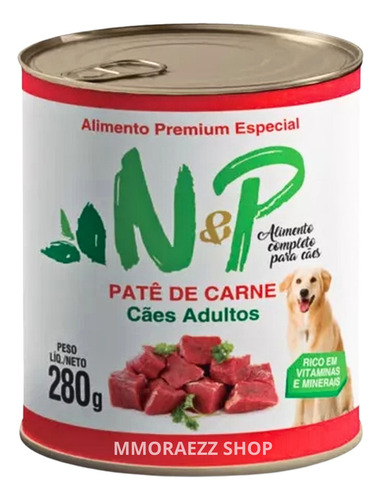 Patê Para Cães Adultos Carne N&p Alimento Lata 280g Cachorro