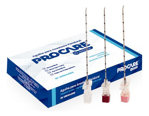 Agulha Anestésica Peridural -17g X 3 1/2 (1,5 X 90mm)- 25 Un
