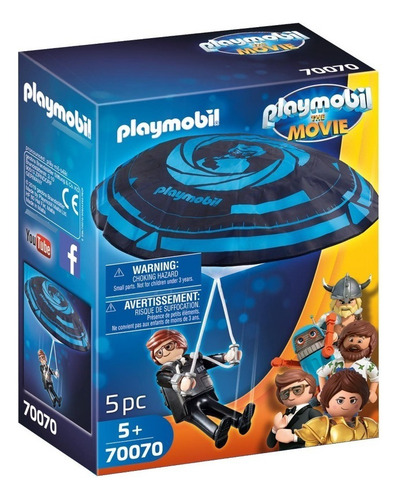 Playmobil The Movie Rex Dasher Con Paracaidas Cantidad De Piezas 0