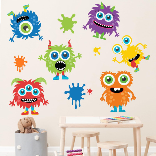 Calcomanías De Pared De Monstruos Lindos De Mfault Calcomaní