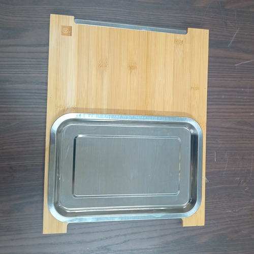 Tábua Corte 2 Gavetas Coletoras Inox Bambu 4x34x44cm Natural