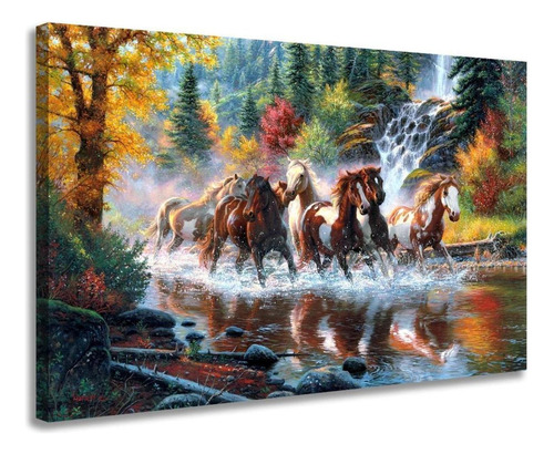 Quadros Tela Pintura Cavalos Paisagem Decoração Enfeite Sala