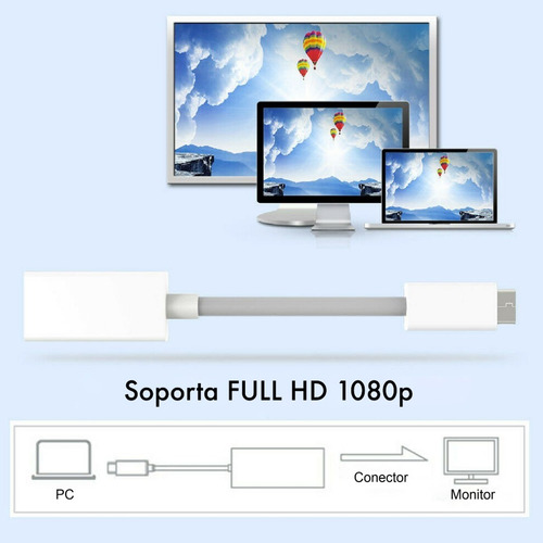 Imagen 6 de 10 de Adaptador Mini Dvi A Hdmi Compatible Macbook Black / White