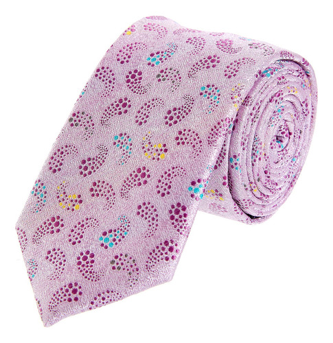 Corbata Slim Hombre Relieve Estampado Vittorio Forti Color Rosa Largo 6.5 cm