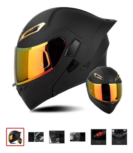comprar Casco Moto Ces Ex Soman Abatible Negro Mate Dorado