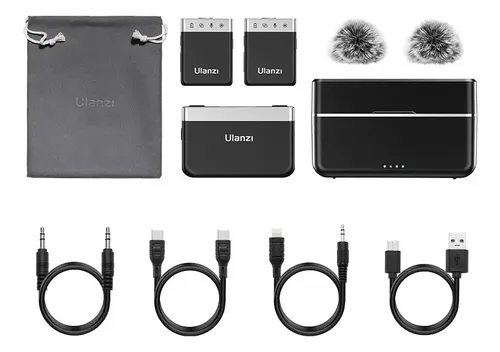 Microfone Lapela Duplo Sem Fio Ulanzi U-mic Am18 Cabo iPhone Cor