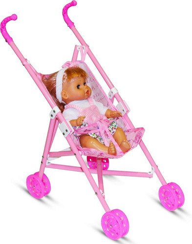 Imagen 4 de 4 de Muñeca Con Coche, Silla De Comer Y Cuna. Set Todo Incluido.