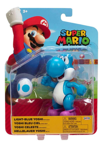 Super Mario Figuras De Acción De 11 Cm Yoshi Azul Con Huevo