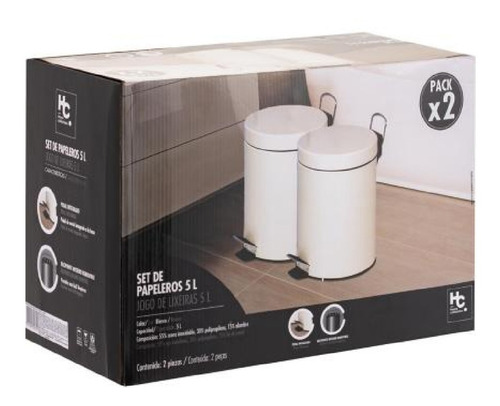 Just Home Collection Papelero 5 l metal beige 