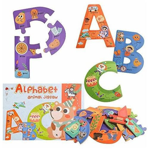 Madera Jumbo Alfabeto Letra Abc Puzzles Color Forma P7qnj