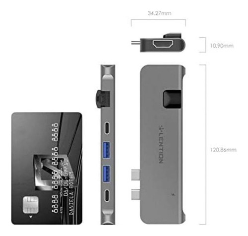 Hub Usb C Lention: Thunderbolt3, Carga Pd Y Datos