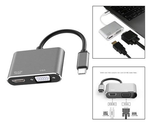 ¡ Adaptador Usb C A Y Vga, Convertidor Plug And Play Tipo C