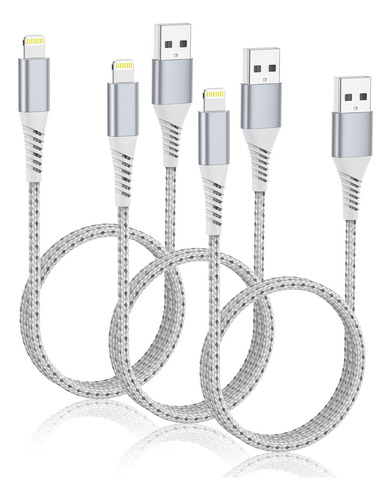 Cable De Carga Para iPhone De 2 Pies, Paquete De 3 Cables Co