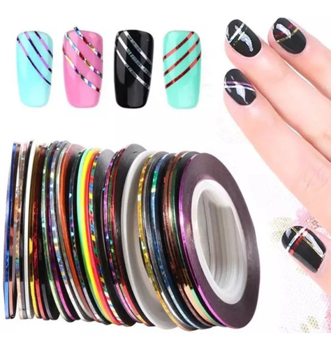 Set 30 Cintas Adhesivas De Colores Uñas Nail Art Manicure