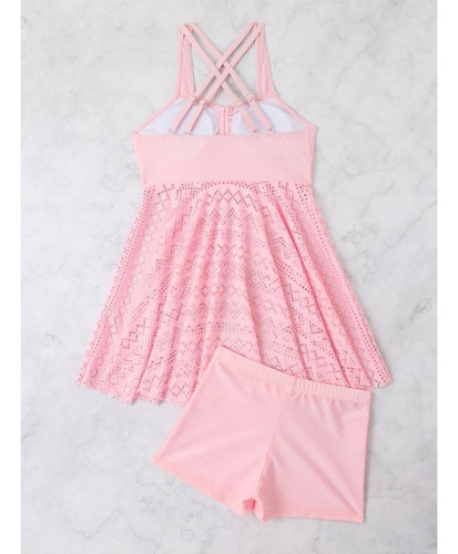 Traje De Baño De Playa Liso Y Hueco De 2 Piezas Para Mujer
